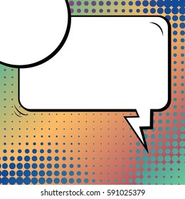 Abstract creative concept vector comic pop art style blank, layout template with clouds beams and isolated dots background. For sale banner, empty speech bubble set, illustration halftone book design