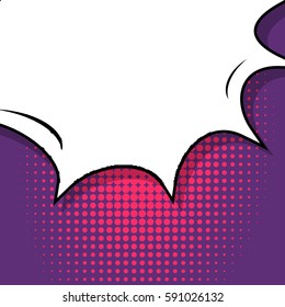 Abstract creative concept vector comic pop art style blank, layout template with clouds beams and isolated dots background. For sale banner, empty speech bubble set, illustration halftone book design