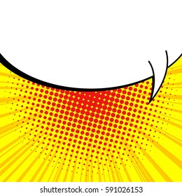 Abstract creative concept vector comic pop art style blank, layout template with clouds beams and isolated dots background. For sale banner, empty speech bubble set, illustration halftone book design