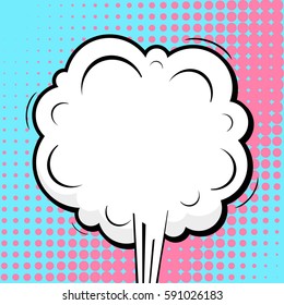 Abstract creative concept vector comic pop art style blank, layout template with clouds beams and isolated dots background. For sale banner, empty speech bubble set, illustration halftone book design