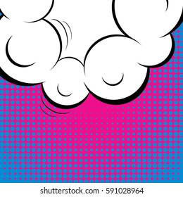 Abstract creative concept vector comic pop art style blank, layout template with clouds beams and isolated dots background. For sale banner, empty speech bubble set, illustration halftone book design
