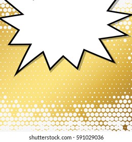 Abstract creative concept vector comic pop art style blank, layout template with clouds beams and isolated dots background. For sale banner, empty speech bubble set, illustration halftone book design