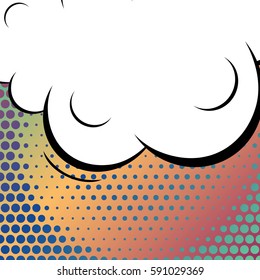 Abstract creative concept vector comic pop art style blank, layout template with clouds beams and isolated dots background. For sale banner, empty speech bubble set, illustration halftone book design