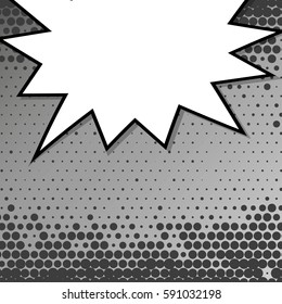 Abstract creative concept vector comic pop art style blank, layout template with clouds beams and isolated dots background. For sale banner, empty speech bubble set, illustration halftone book design