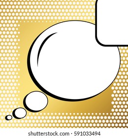Abstract creative concept vector comic pop art style blank, layout template with clouds beams and isolated dots background. For sale banner, empty speech bubble set, illustration halftone book design