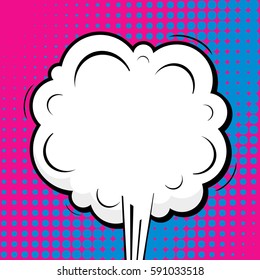 Abstract creative concept vector comic pop art style blank, layout template with clouds beams and isolated dots background. For sale banner, empty speech bubble set, illustration halftone book design