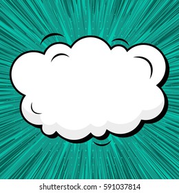Abstract creative concept vector comic pop art style blank, layout template with clouds beams and isolated dots background. For sale banner, empty speech bubble set, illustration halftone book design