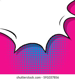 Abstract creative concept vector comic pop art style blank, layout template with clouds beams and isolated dots background. For sale banner, empty speech bubble set, illustration halftone book design