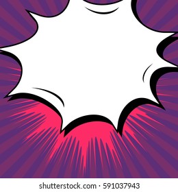 Abstract creative concept vector comic pop art style blank, layout template with clouds beams and isolated dots background. For sale banner, empty speech bubble set, illustration halftone book design
