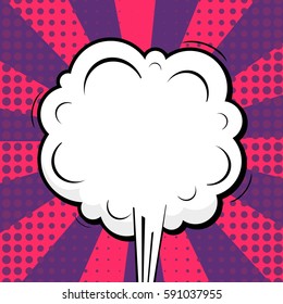 Abstract creative concept vector comic pop art style blank, layout template with clouds beams and isolated dots background. For sale banner, empty speech bubble set, illustration halftone book design