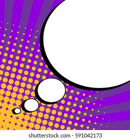 Abstract creative concept vector comic pop art style blank, layout template with clouds beams and isolated dots background. For sale banner, empty speech bubble set, illustration halftone book design