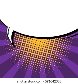 Abstract creative concept vector comic pop art style blank, layout template with clouds beams and isolated dots background. For sale banner, empty speech bubble set, illustration halftone book design