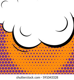 Abstract creative concept vector comic pop art style blank, layout template with clouds beams and isolated dots background. For sale banner, empty speech bubble set, illustration halftone book design