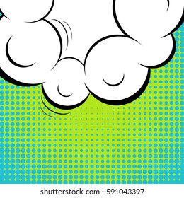 Abstract creative concept vector comic pop art style blank, layout template with clouds beams and isolated dots background. For sale banner, empty speech bubble set, illustration halftone book design