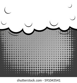 Abstract creative concept vector comic pop art style blank, layout template with clouds beams and isolated dots background. For sale banner, empty speech bubble set, illustration halftone book design