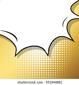 Abstract creative concept vector comic pop art style blank, layout template with clouds beams and isolated dots background. For sale banner, empty speech bubble set, illustration halftone book design