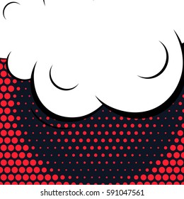Abstract creative concept vector comic pop art style blank, layout template with clouds beams and isolated dots background. For sale banner, empty speech bubble set, illustration halftone book design