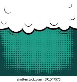 Abstract creative concept vector comic pop art style blank, layout template with clouds beams and isolated dots background. For sale banner, empty speech bubble set, illustration halftone book design