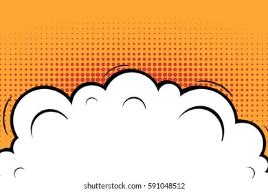 Abstract creative concept vector comic pop art style blank, layout template with clouds beams and isolated dots background. For sale banner, empty speech bubble set, illustration halftone book design