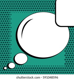 Abstract creative concept vector comic pop art style blank, layout template with clouds beams and isolated dots background. For sale banner, empty speech bubble set, illustration halftone book design