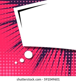 Abstract creative concept vector comic pop art style blank, layout template with clouds beams and isolated dots background. For sale banner, empty speech bubble set, illustration halftone book design