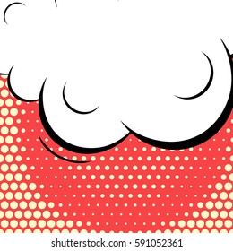 Abstract creative concept vector comic pop art style blank, layout template with clouds beams and isolated dots background. For sale banner, empty speech bubble set, illustration halftone book design