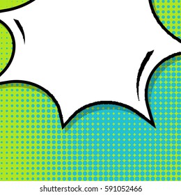 Abstract creative concept vector comic pop art style blank, layout template with clouds beams and isolated dots background. For sale banner, empty speech bubble set, illustration halftone book design