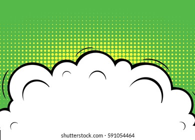 Abstract creative concept vector comic pop art style blank, layout template with clouds beams and isolated dots background. For sale banner, empty speech bubble set, illustration halftone book design