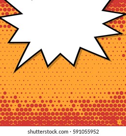 Abstract creative concept vector comic pop art style blank, layout template with clouds beams and isolated dots background. For sale banner, empty speech bubble set, illustration halftone book design