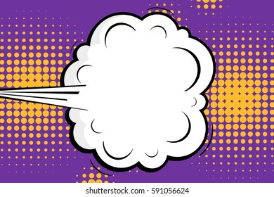 Abstract creative concept vector comic pop art style blank, layout template with clouds beams and isolated dots background. For sale banner, empty speech bubble set, illustration halftone book design