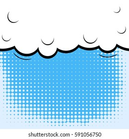 Abstract creative concept vector comic pop art style blank, layout template with clouds beams and isolated dots background. For sale banner, empty speech bubble set, illustration halftone book design