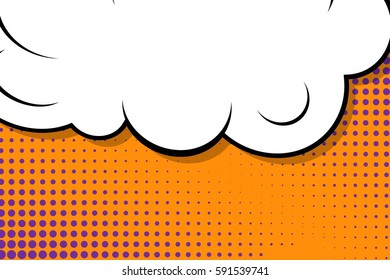 Abstract creative concept vector comic pop art style blank, layout template with clouds beams and isolated dots background. For sale banner, empty speech bubble set, illustration halftone book design