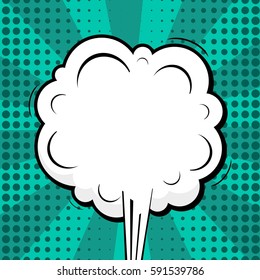 Abstract creative concept vector comic pop art style blank, layout template with clouds beams and isolated dots background. For sale banner, empty speech bubble set, illustration halftone book design