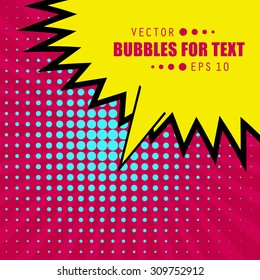 Abstract Creative concept vector comics pop art style blank layout template with clouds beams and isolated dots pattern on background. For Web and Mobile Applications, illustration template design.