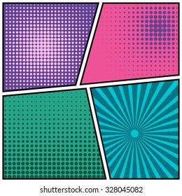 Abstract Creative concept vector comics pop art style blank layout template with clouds beams and isolated dots pattern on background. For Web and Mobile Applications, illustration template design.