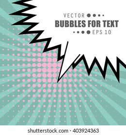 Abstract Creative concept vector comics pop art style blank layout template with clouds beams and isolated dots pattern on background. For Web and Mobile Applications, illustration template design.