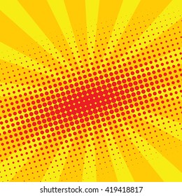 Abstract Creative concept vector comics pop art style blank layout template with clouds beams and isolated dots pattern on background. For Web and Mobile Applications, illustration template design.
