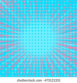 Abstract creative concept vector comics pop art style blank layout template with clouds beams and isolated dots pattern on background. For sale banner, empty bubble, illustration comic book design.