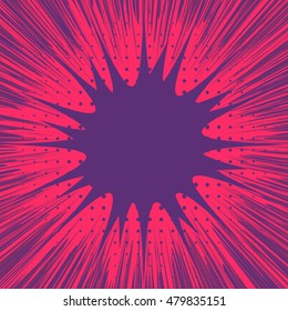 Abstract creative concept vector comics pop art style blank layout template with clouds beams and isolated dots pattern on background. For sale banner, empty bubble, illustration comic book design.