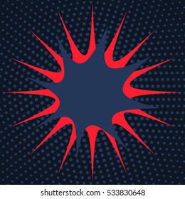 Abstract creative concept vector comics pop art style blank layout template with clouds beams and isolated dots pattern on background. For sale banner, empty bubble, illustration comic book design.