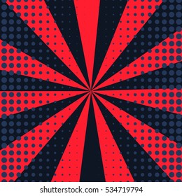 Abstract creative concept vector comics pop art style blank layout template with clouds beams and isolated dots pattern on background. For sale banner, empty bubble, illustration comic book design.