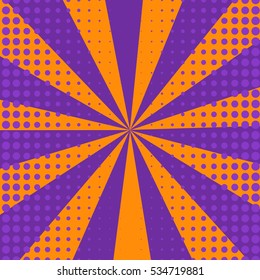 Abstract creative concept vector comics pop art style blank layout template with clouds beams and isolated dots pattern on background. For sale banner, empty bubble, illustration comic book design.