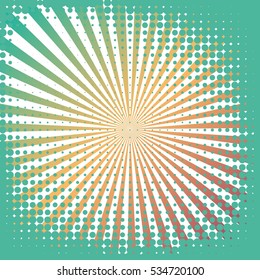 Abstract creative concept vector comics pop art style blank layout template with clouds beams and isolated dots pattern on background. For sale banner, empty bubble, illustration comic book design.