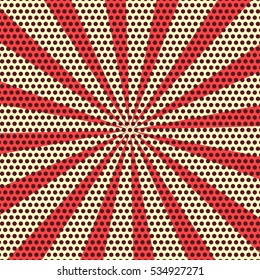 Abstract creative concept vector comics pop art style blank layout template with clouds beams and isolated dots pattern on background. For sale banner, empty bubble, illustration comic book design.