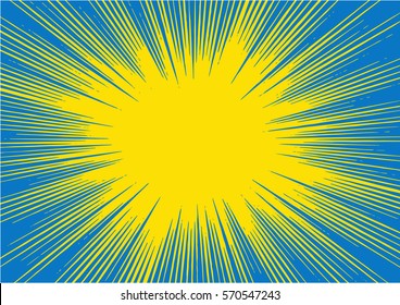 Abstract Creative concept vector comics pop art style blank layout template with clouds beams and isolated dots pattern on background.
