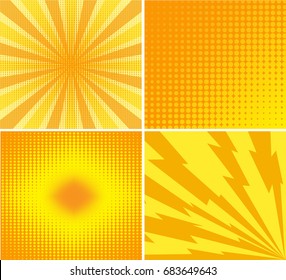 Abstract creative concept vector comics pop art style blank layout template with rays and dots pattern on background. For Web and Mobile Applications, illustration template design