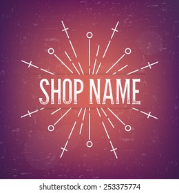 Abstract Creative concept vector design layout with text - shop name. For web and mobile Applications isolated on background, art illustration template, elements, logos, identity, labels, badge, ink.