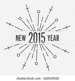 Abstract Creative concept vector design layout with text - New Year. For web and mobile icon isolated on background, art template, retro elements, logos, identity, labels, badge, ink, tag, old card.