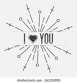 Abstract Creative concept vector design layout with text - i love you. For web and mobile icon isolated on background, art template, retro elements, logos, identity, labels, badge, ink, tag, old card.