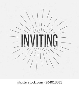 Abstract Creative concept vector design layout with text - inviting. For web and mobile icon isolated on background, art template, retro elements, logo, identity, labels, badge, ink, tag, card. 